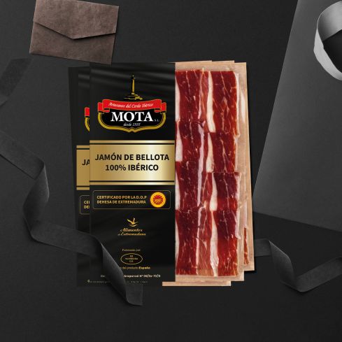 Jamón de bellota 100% ibérico D.O.P Dehesa de Extremadura Loncheado a cuchillo